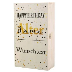 Bedruckte Holzbox als Geschenkverpackung zum Geburtstag