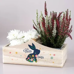 bedruckte Pflanzkiste mit 1 Griff und buntem Hasen-Aufdruck