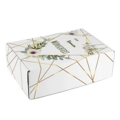 Bedruckter Geschenkkarton zur Hochzeit mit Blüten und Wunschtext