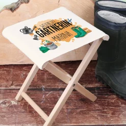 Bedruckter Klapphocker für Gärtnerinnen mit Name