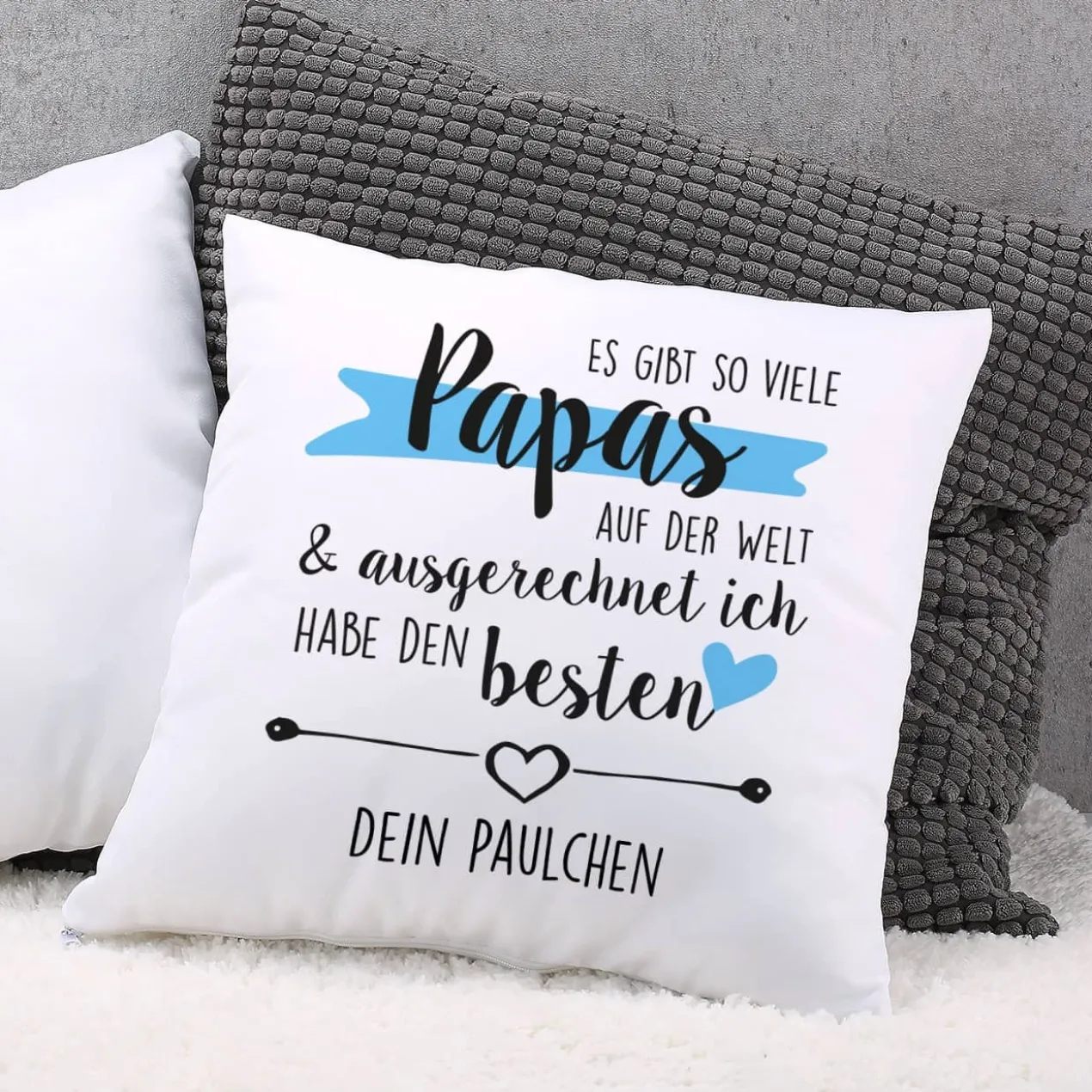 Bedrucktes Kissen zum Vatertag mit persönlichem Wunschtext