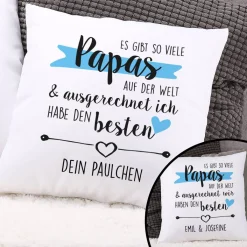 Bedrucktes Kissen zum Vatertag mit persönlichem Wunschtext