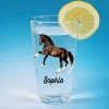 Bedrucktes Trinkglas mit Clydesdale Pferd und Name