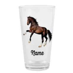 Bedrucktes Trinkglas mit Clydesdale Pferd und Name