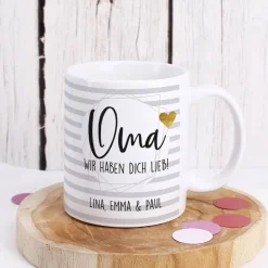 Bedruckte Tasse - Oma wir haben dich lieb - mit Wunschtext