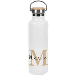 Bedruckte Thermosflasche mit Name und Initiale