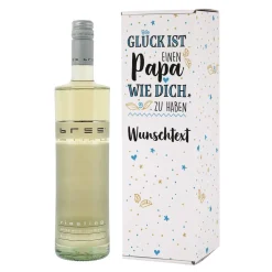 Bedruckte Verpackung mit BREE Weinflasche - für Papas zum Vatertag mit Wunschtext