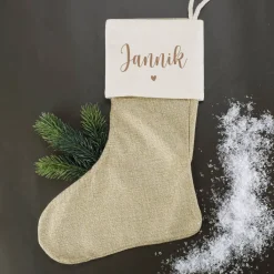 Bedruckte Weihnachtssocke mit Name und Herzchen