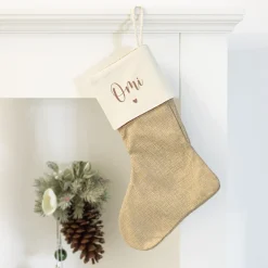 Bedruckte Weihnachtssocke mit Name und Herzchen