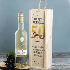 Bedruckte Weinbox mit Maybach Wein zum Geburtstag
