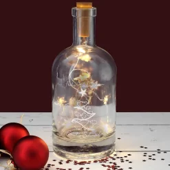 Beleuchtete Karaffe zu Weihnachten mit Tannenbaum und Ihrem Wunschtext graviert
