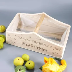 Bepflanzbare Holzkiste zu Weihnachten mit persönlicher Gravur