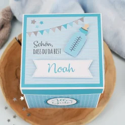 Überraschungsbox zur Geburt, Babygeschenk für Jungen
