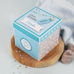 Überraschungsbox zur Geburt, Babygeschenk für Jungen