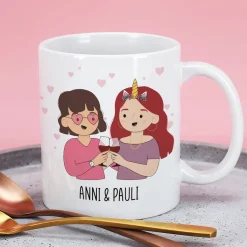 Beste Freundinnen Tasse mit auswählbaren Figuren und Sprüchen