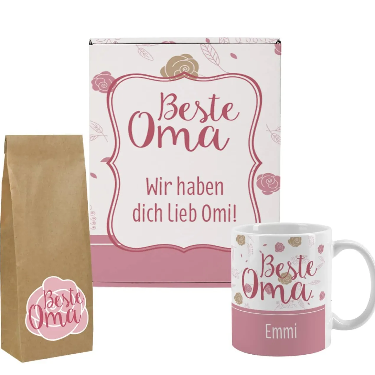 Beste Oma - Tasse und Tee in persönlicher Geschenkverpackung