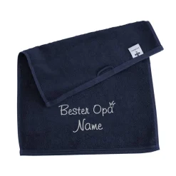 Bester Opa - Handtuch in Nachtblau mit Name bestickt, 3 Größen zur Auswahl
