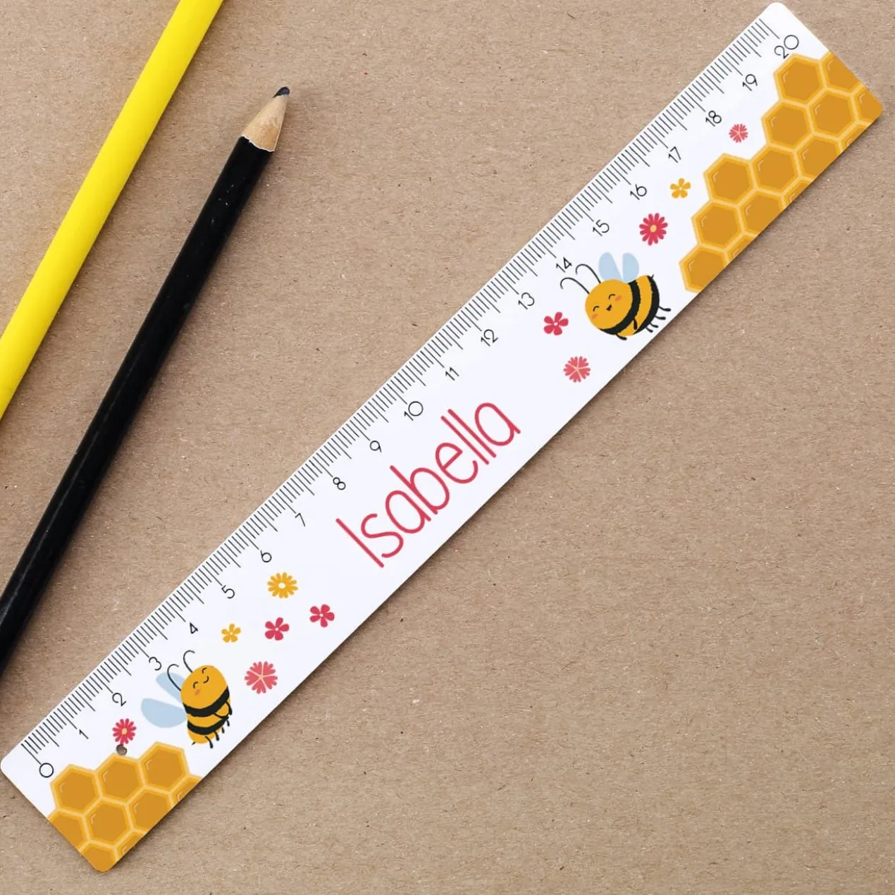 Bienchen Lineal in 2 Größen und mit Namensaufdruck