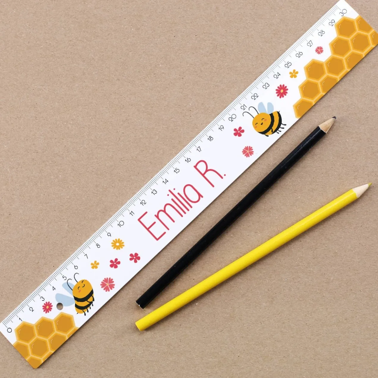 Bienchen Lineal in 2 Größen und mit Namensaufdruck