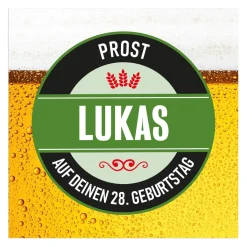 Bieraufkleber Prost zum Geburtstag mit Wunschname und Alter
