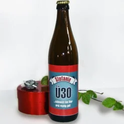 Bieraufkleber zum Geburtstag mit Wunschname und Alter