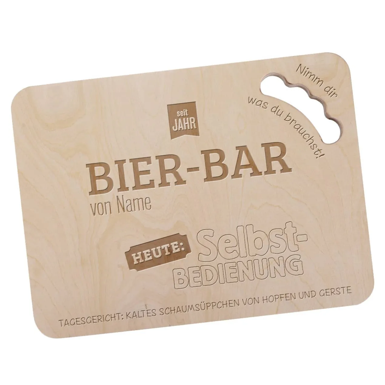 Bier-Bar - Bierkastendeckel aus Holz mit individueller Gravur