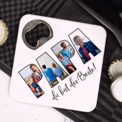 Bierdeckel-Flaschenöffner für den besten Papa mit Fotos