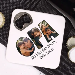 Bierdeckel-Flaschenöffner - Opa - mit Fotoaufdruck