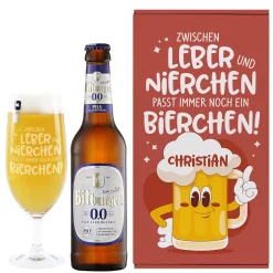 Bier Geschenkset für Männer | Personalisiert mit Getränkewahl | Zwischen Leber und Nierchen…