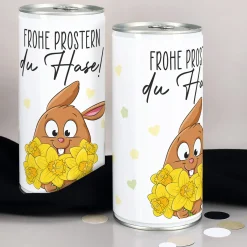 Biergeschenk zu Ostern - Frohe Prostern, du Hase! | 1 Liter Bier mit Hasen- & Narzissenmotiv