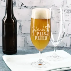 Bierglas - Glückspils - mit Namensgravur