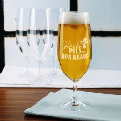 Bierglas - Glückspils - mit Namensgravur