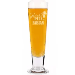 Bierglas - Glückspils - mit Namensgravur
