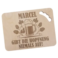 Bierkastendeckel - ... gibt die Hopfnung niemals auf - mit Ihrem Wunschnamen