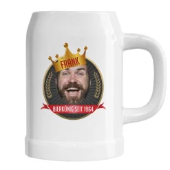 Bierkönig - Bierkrug mit Ihrem Foto, Namen und Wunschtext