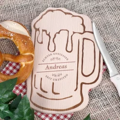 Bierkrug-Brettchen mit Genießermotiv graviert