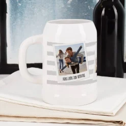Bierkrug mit Ihren drei Lieblingsfotos und Wunschtexten