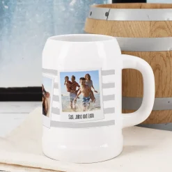 Bierkrug mit Ihren drei Lieblingsfotos und Wunschtexten