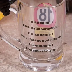 Bierseidel mit Klingel zum 18.