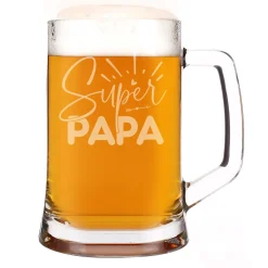 Bierseidel - Super Papa - 500 ml | Glas Bierkrug graviert als Geschenk zum Vatertag für Väter