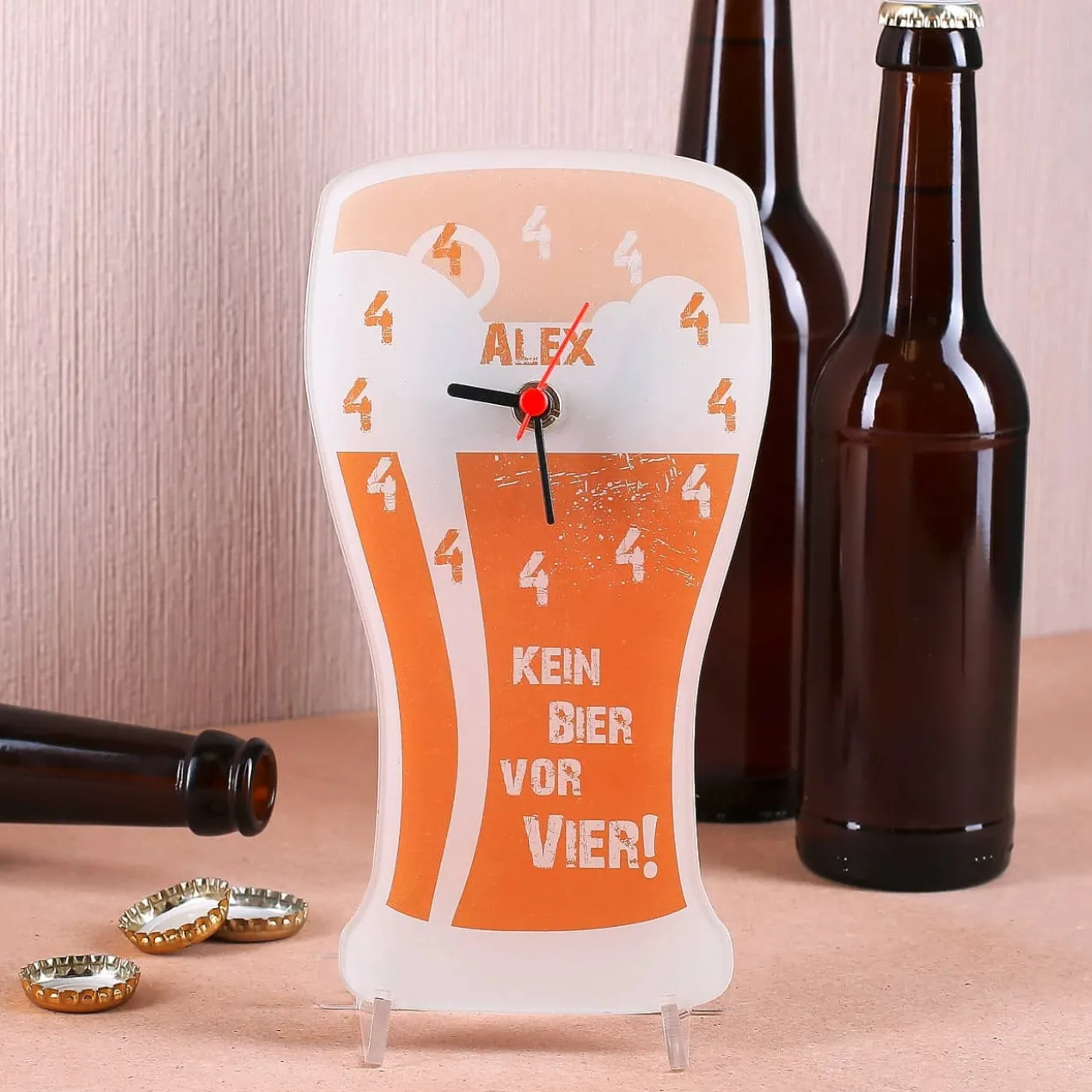 Bieruhr aus Acryl mit Wunschnamen - Kein Bier vor Vier