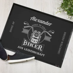 Biker aus Leidenschaft - bedruckte Fußmatte mit Name