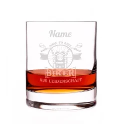 Biker aus Leidenschaft - graviertes Whiskyglas mit Name