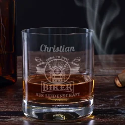 Biker aus Leidenschaft - graviertes Whiskyglas mit Name