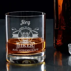 Biker aus Leidenschaft - graviertes Whiskyglas mit Name