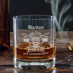 Biker aus Leidenschaft - graviertes Whiskyglas mit Name