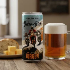 Biker Bier personalisiert mit Wunschtext und Name | Geschenk für Motorradfahrer | 1L Lagerbier