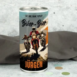 Biker Bier personalisiert mit Wunschtext und Name | Geschenk für Motorradfahrer | 1L Lagerbier