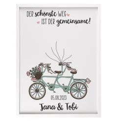 Bilderrahmen als Geldgeschenk zur Hochzeit mit Tandemmotiv