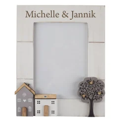 Bilderrahmen mit Wunschtext graviert in 2 Größen | Personalisiertes Geschenk für Einzug & Hochzeit